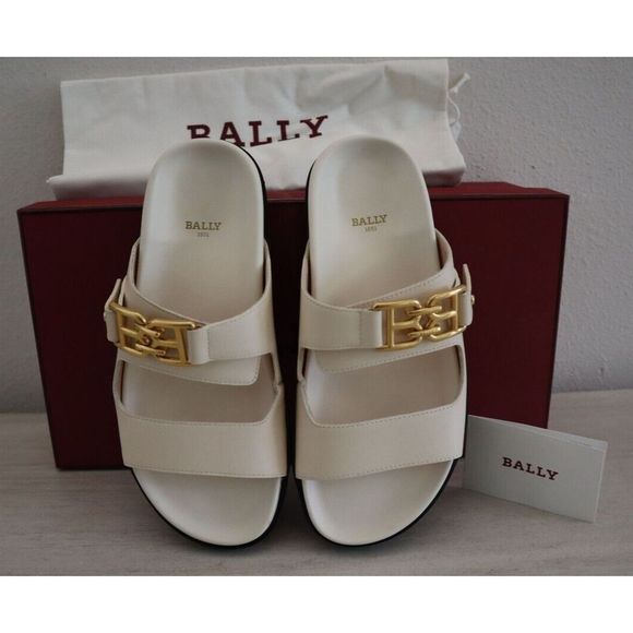Bally 6300082 Women's Sz 5.5M Bone/Beige Leather Emma Slide Sandals $640 - Picture 7 of 13